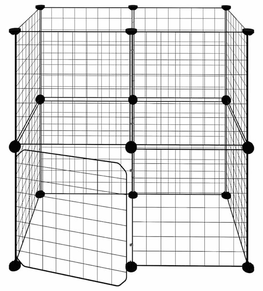 12panelová ohrádka pro zvířata s dvířky černá 70 x 35 x 70 cm ocel 3114033