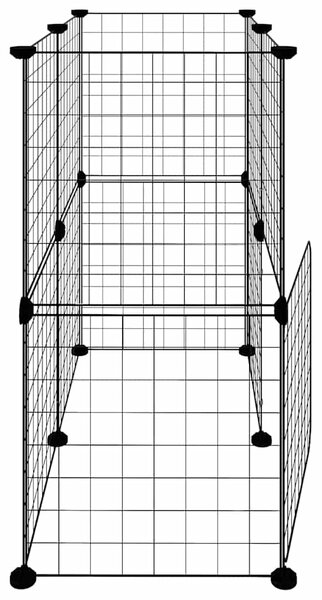 12panelová ohrádka pro zvířata s dvířky černá 70 x 35 x 70 cm ocel 3114033