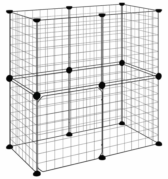 12panelová ohrádka pro zvířata s dvířky černá 70 x 35 x 70 cm ocel 3114033