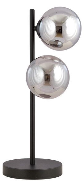 Stolní lampa ROSSI LN2 – černá, grafitové sklo, 2× E14, šířka 20 cm