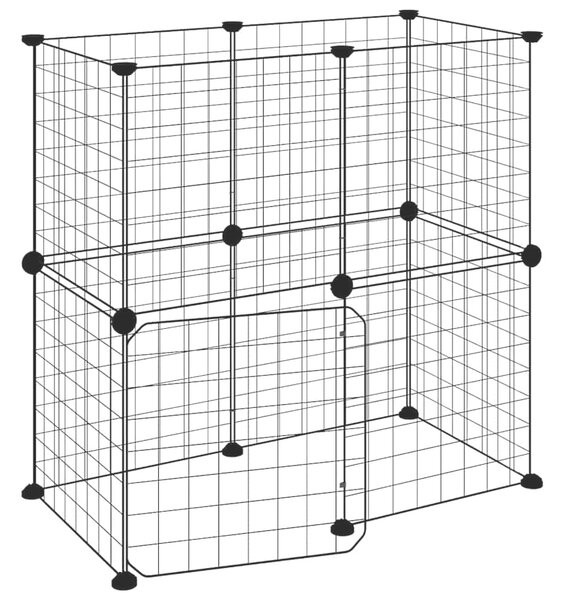 12panelová ohrádka pro zvířata s dvířky černá 70 x 35 x 70 cm ocel 3114033