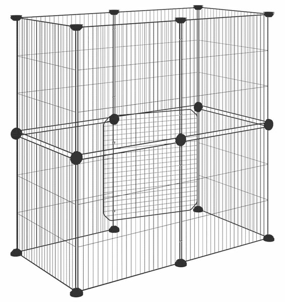 12panelová ohrádka pro zvířata s dvířky černá 70 x 35 x 70 cm ocel 3114036