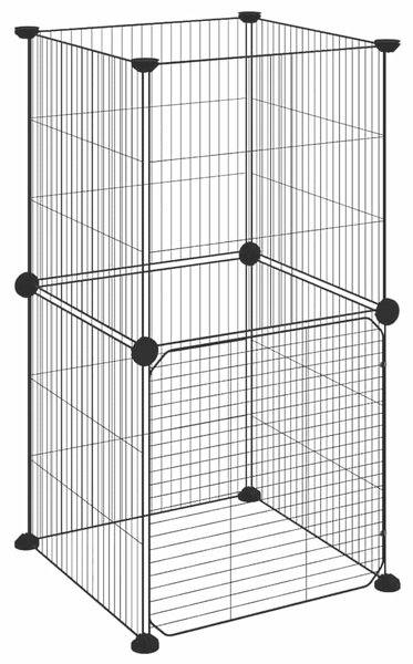 8panelová ohrádka pro zvířata s dvířky černá 35 x 35 x 70 cm ocel 3114035