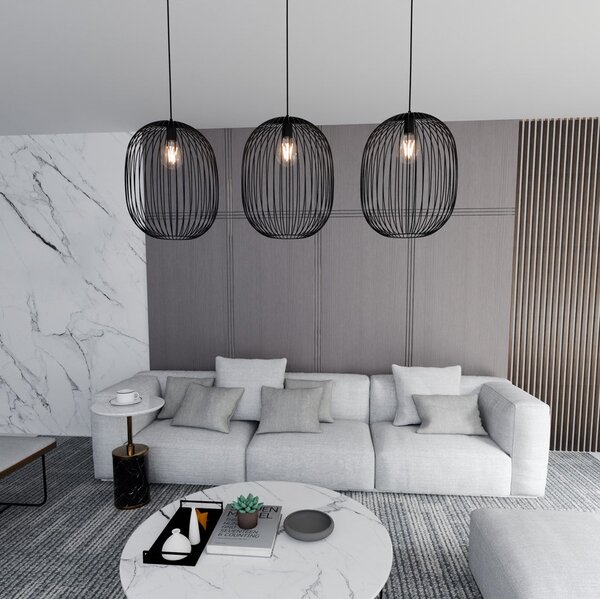Závěsné svítidlo ONYX 3 – černé, 3× E27, šířka 120 cm