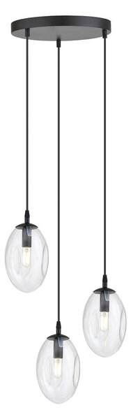 Závěsné svítidlo ASTRAL 3 PREM – černé, čiré sklo, 3× E14, šířka 40 cm