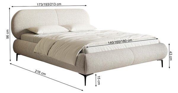 Manželská postel 140 cm Octave 140 (s roštem) (s úl. prostorem) (měděná + zlatá)