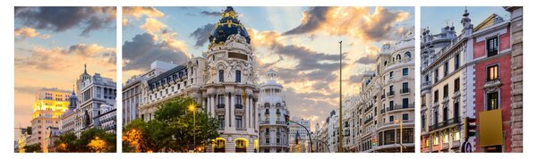 Obraz - Calle Gran Vía, Madrid, Španělsko (170x50 cm)