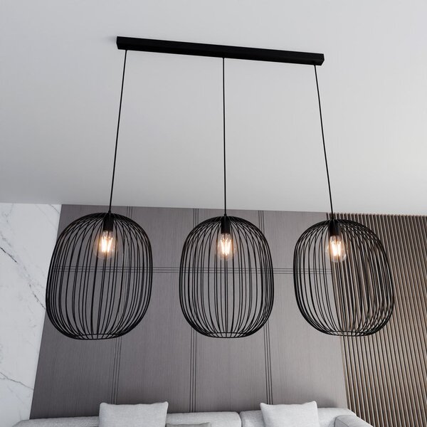 Závěsné svítidlo ONYX 3 – černé, 3× E27, šířka 120 cm