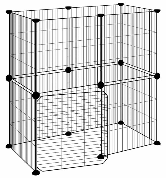 12panelová ohrádka pro zvířata s dvířky černá 70 x 35 x 70 cm ocel 3114036