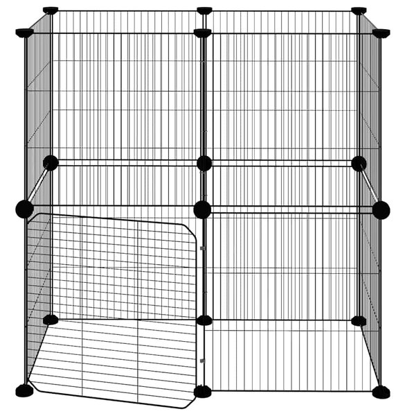 12panelová ohrádka pro zvířata s dvířky černá 70 x 35 x 70 cm ocel 3114036
