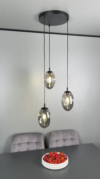 Závěsné svítidlo ASTRAL 3 PREM – černé, čiré sklo, 3× E14, šířka 40 cm