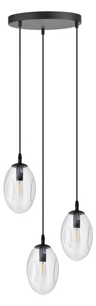 Závěsné svítidlo ASTRAL 3 PREM – černé, čiré sklo, 3× E14, šířka 40 cm