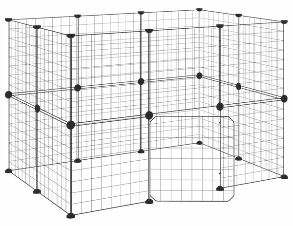 20panelová ohrádka pro zvířata s dvířky černá 105 x 70 x 70 cm ocel 3114037