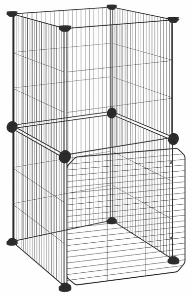 8panelová ohrádka pro zvířata s dvířky černá 35 x 35 x 70 cm ocel 3114035