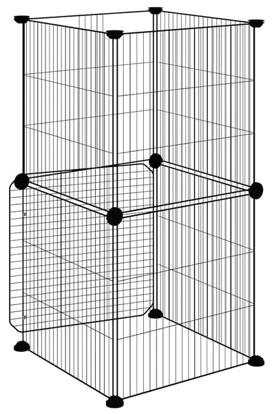 8panelová ohrádka pro zvířata s dvířky černá 35 x 35 x 70 cm ocel 3114035