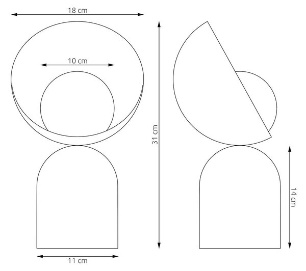Stolní lampa BOTO LN1 – černá, bílé sklo, 1× G9, šířka 18 cm