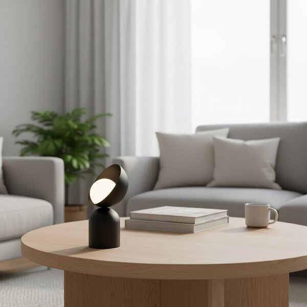 Stolní lampa BOTO LN1 – černá, bílé sklo, 1× G9, šířka 18 cm