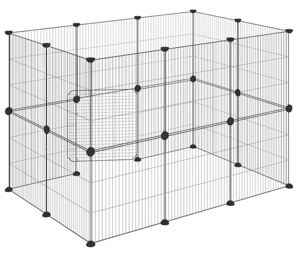 20panelová ohrádka pro zvířata s dvířky černá 105 x 70 x 70 cm ocel 3114043