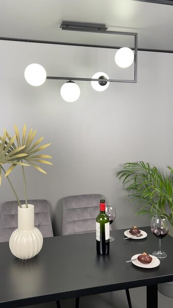 Stropní svítidlo SOMA 4 – černé, grafitové sklo, 4× E14, šířka 83 cm
