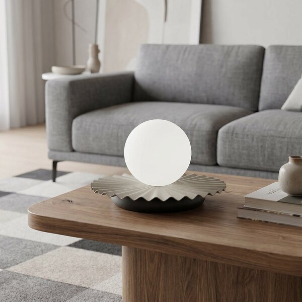 Stolní lampa UMBRA LN1 – moka / černá, bílé sklo, 1× G9, šířka 20 cm