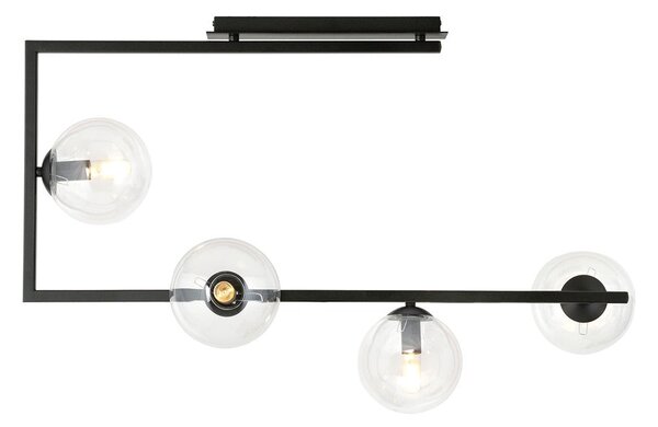 Stropní svítidlo SOMA 4 – černé, čiré sklo, 4× E14, šířka 83 cm