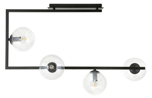 Stropní svítidlo SOMA 4 – černé, čiré sklo, 4× E14, šířka 83 cm