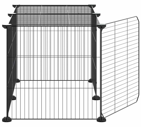 8panelová ohrádka pro zvířata s dvířky černá 70x35x35 cm ocel 3114053