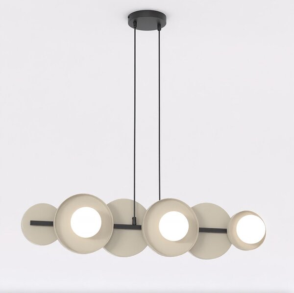 Závěsné svítidlo MODEL 6 – černé / moka, bílé sklo, 6× G9, šířka 85 cm