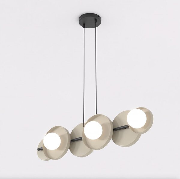 Závěsné svítidlo MODEL 6 – černé / moka, bílé sklo, 6× G9, šířka 85 cm