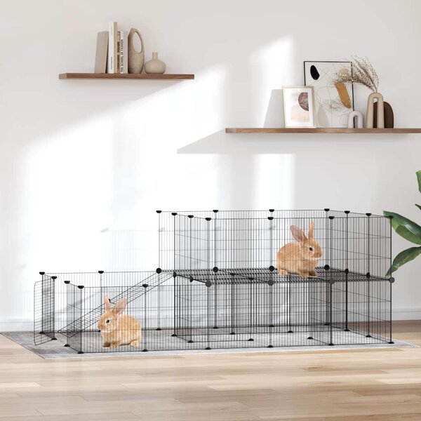 44panelová ohrádka pro zvířata s dvířky černá 175 x 105 x 70 cm ocel 3114063