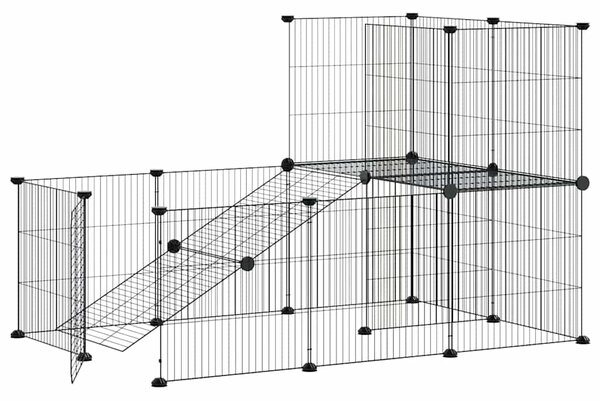 20panelová ohrádka pro zvířata s dvířky černá 105 x 70 x 70 cm ocel 3114061
