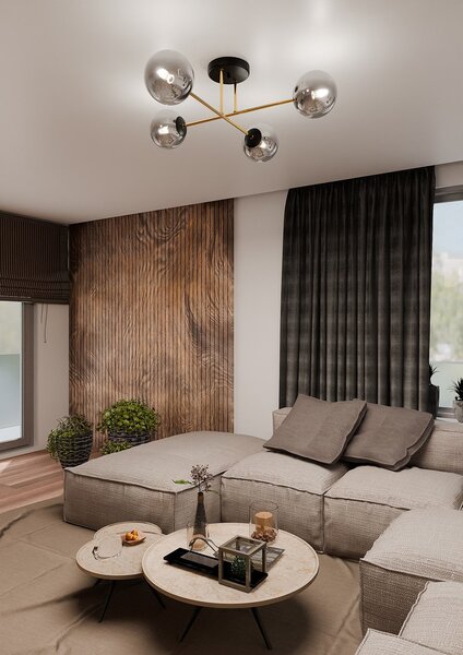 Stropní svítidlo MAGNUM 4 – černé, grafitové sklo, 4× E14, šířka 75 cm