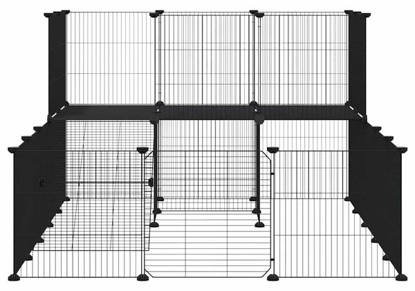 36panelová ohrádka pro zvířata s dvířky černá 175 x 105 x 70 cm ocel 3114062
