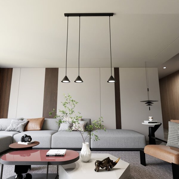 Závěsné svítidlo ELIT 3 – černé, 3× GX53, šířka 70 cm