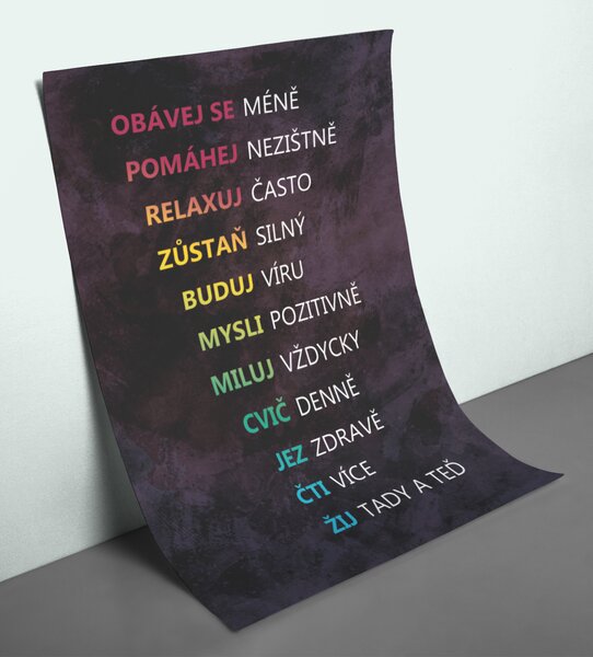 FeelHappy Plakát - Obávej se méně Velikost plakátu: A2 (42 x 59,7 cm)