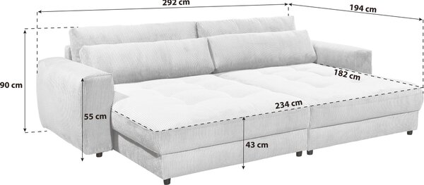 POHOVKA BIG SOFA, textil, kompozitní dřevo, světle šedá MID.YOU - Pohovky, Online Only