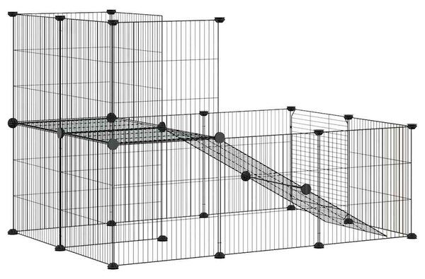 20panelová ohrádka pro zvířata s dvířky černá 105 x 70 x 70 cm ocel 3114061