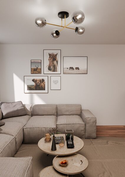 Stropní svítidlo MAGNUM 4 – černé, grafitové sklo, 4× E14, šířka 75 cm
