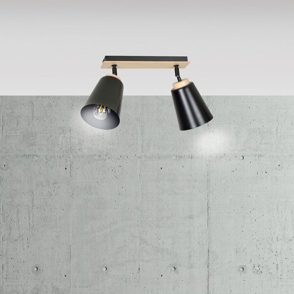 Stropní svítidlo ATLAS 2 – černé, 2× E27, šířka 55 cm