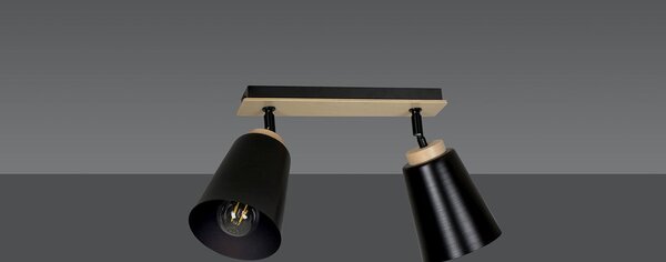 Stropní svítidlo ATLAS 2 – černé, 2× E27, šířka 55 cm