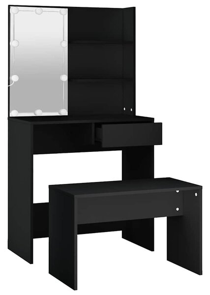 Set toaletního stolku s LED černý kompozitní dřevo 3114108