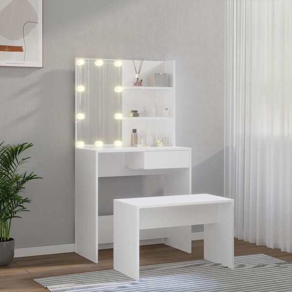 Toaletní stolek sada s LED bílý kompozitní dřevo 3114107