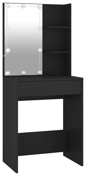 Set toaletního stolku s LED černý kompozitní dřevo 3114108