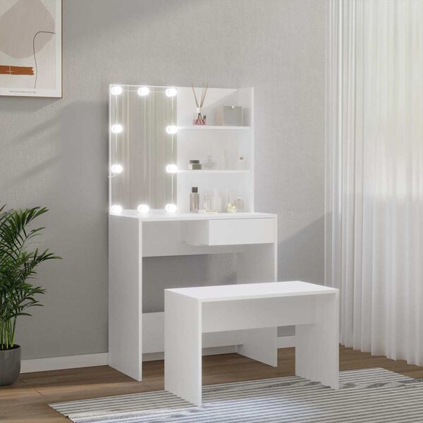 Toaletní stolek sada s LED bílý kompozitní dřevo 3114107