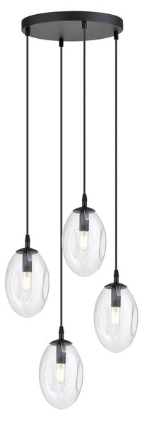 Závěsné svítidlo ASTRAL 4 PREM – černé, čiré sklo, 4× E14, šířka 40 cm
