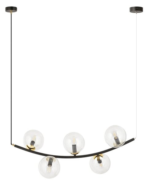 Závěsné svítidlo RITZ 5 – černé, čiré sklo, 5× E14, šířka 80 cm