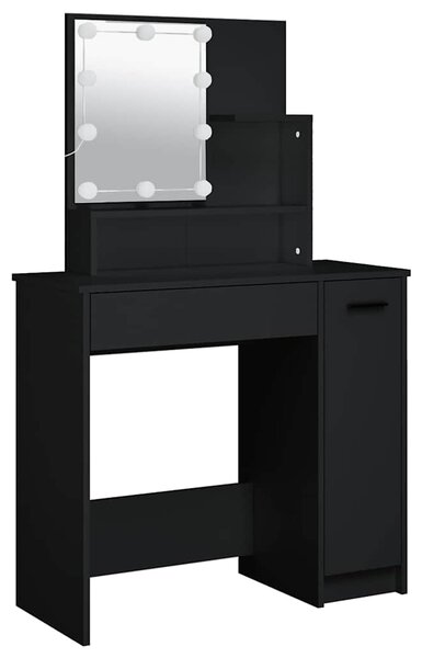 Set toaletního stolku s LED černý kompozitní dřevo 3114116