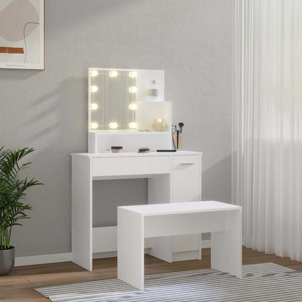 Toaletní stolek sada s LED bílý kompozitní dřevo 3114115