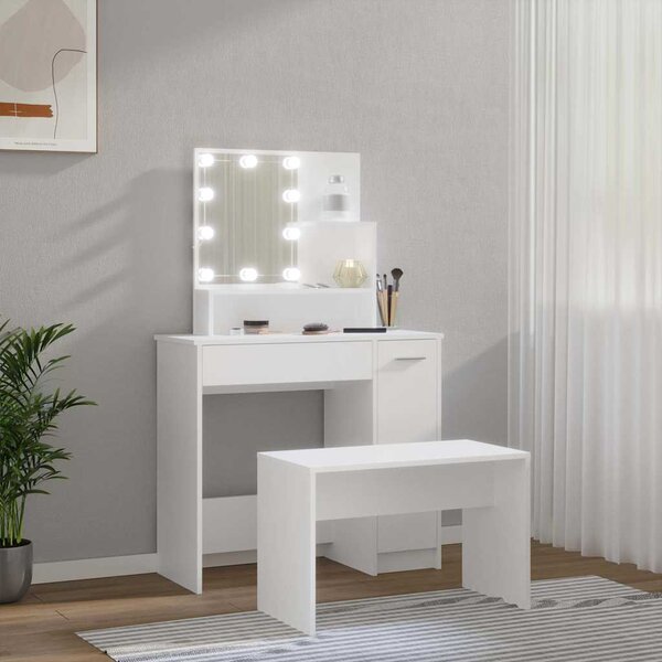 Toaletní stolek sada s LED bílý kompozitní dřevo 3114115