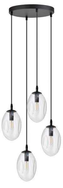Závěsné svítidlo ASTRAL 4 PREM – černé, čiré sklo, 4× E14, šířka 40 cm